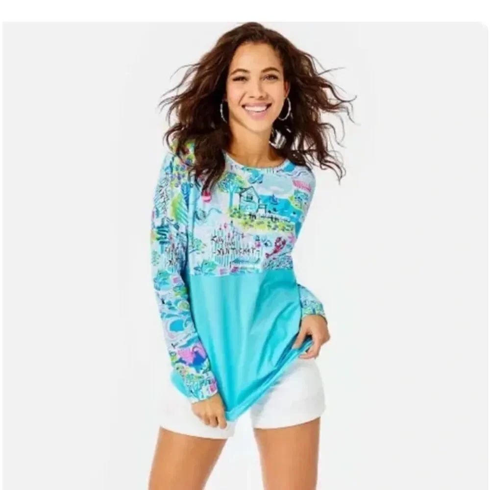 Lilly Pulitzer Vibrant Blue Long Sleeve Top